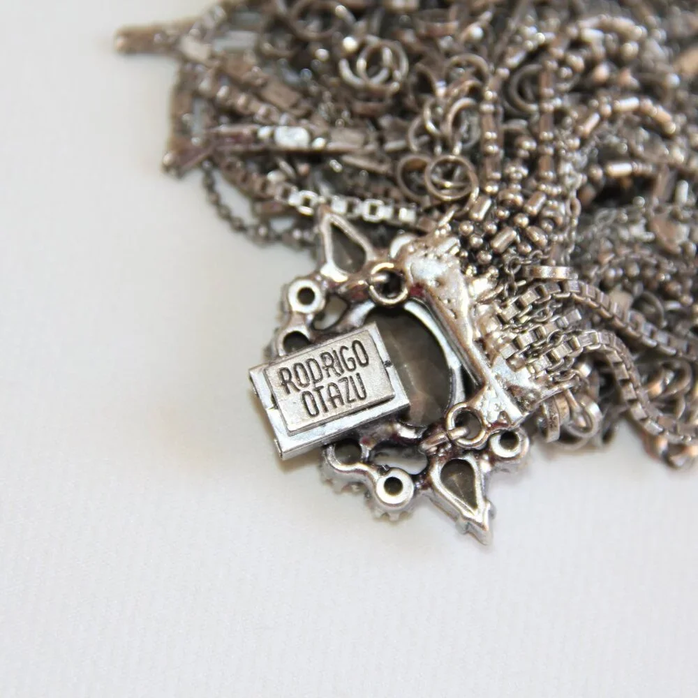 RARE Rodrigo Otazu Crystal Silver Statement Necklace - Picture 11 of 16